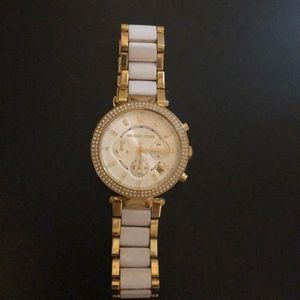 Michael Kors gold and white watch
